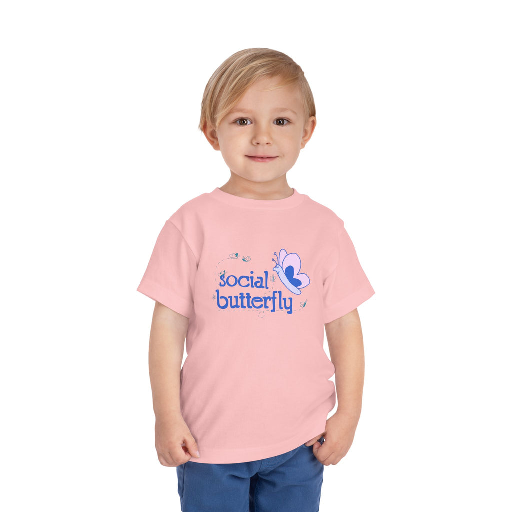 Social Butterfly Toddler Tee — Cute Purple Butterfly Graphic Shirt