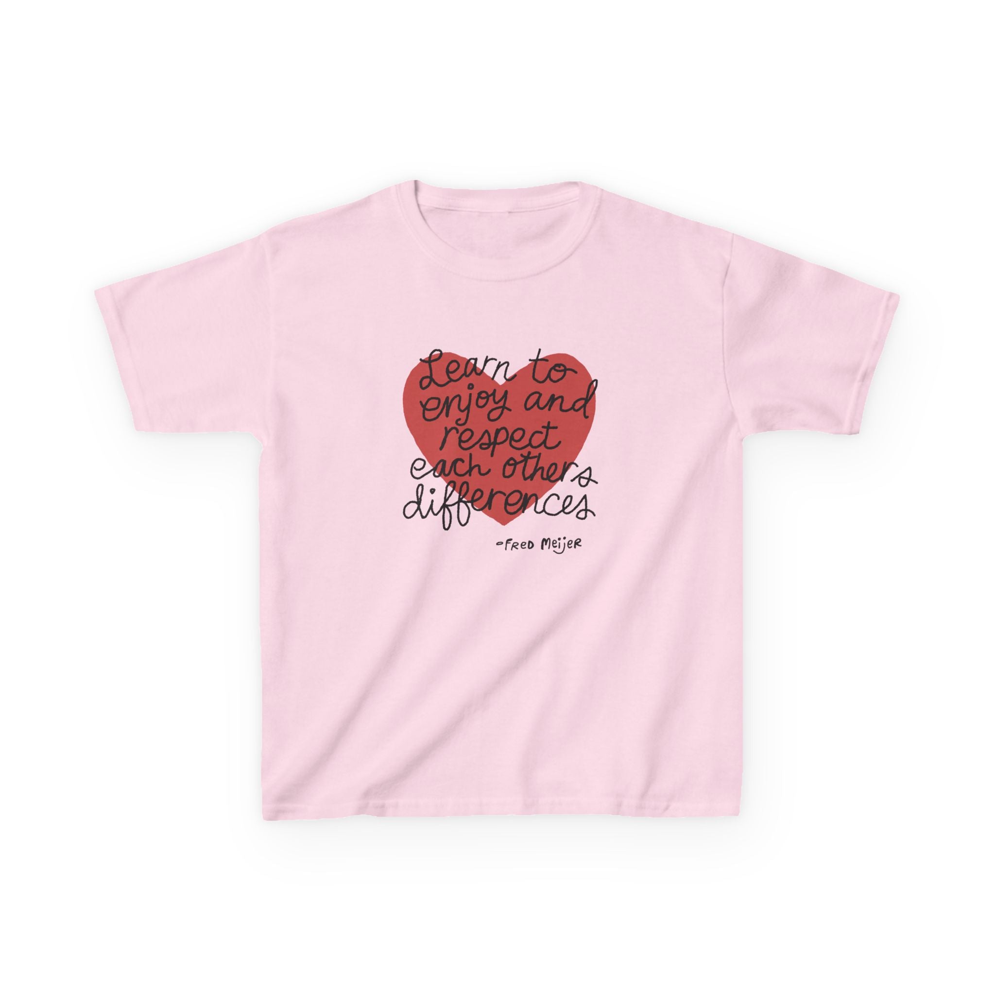 Kids Tee — "Learn to Enjoy and Respect Each Other's Differences" Heart Design