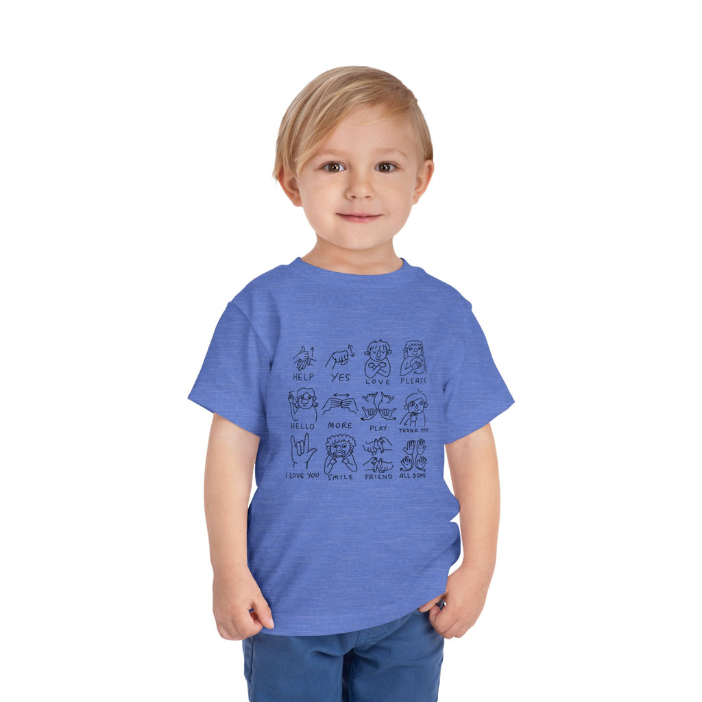 Toddler Tee — Cute Emoji Sign Language Chart Shirt for Kids