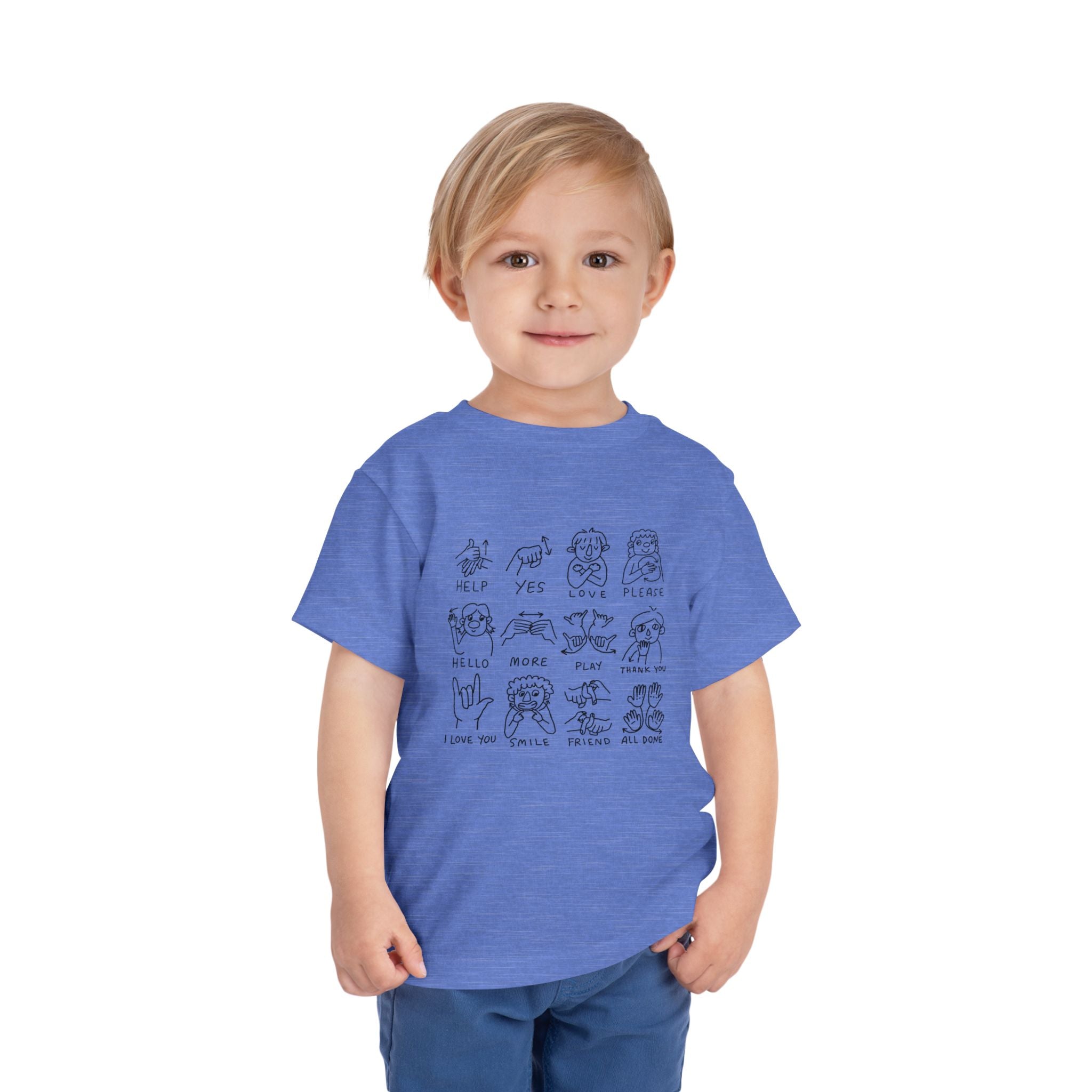 Toddler Tee — Cute Emoji Sign Language Chart Shirt for Kids