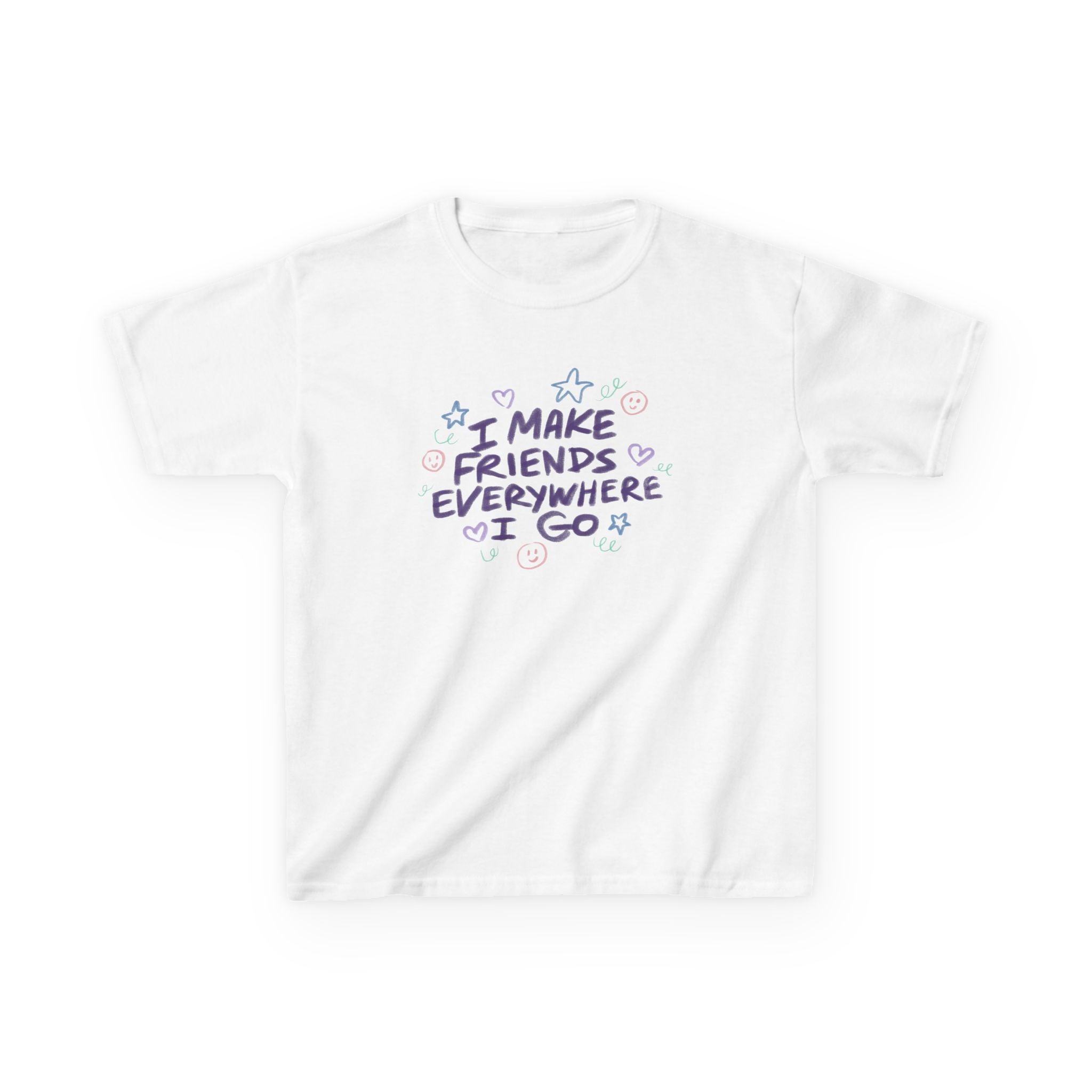 Kids Tee — "I Make Friends Everywhere I Go" Cute Playful Graphic T-Shirt
