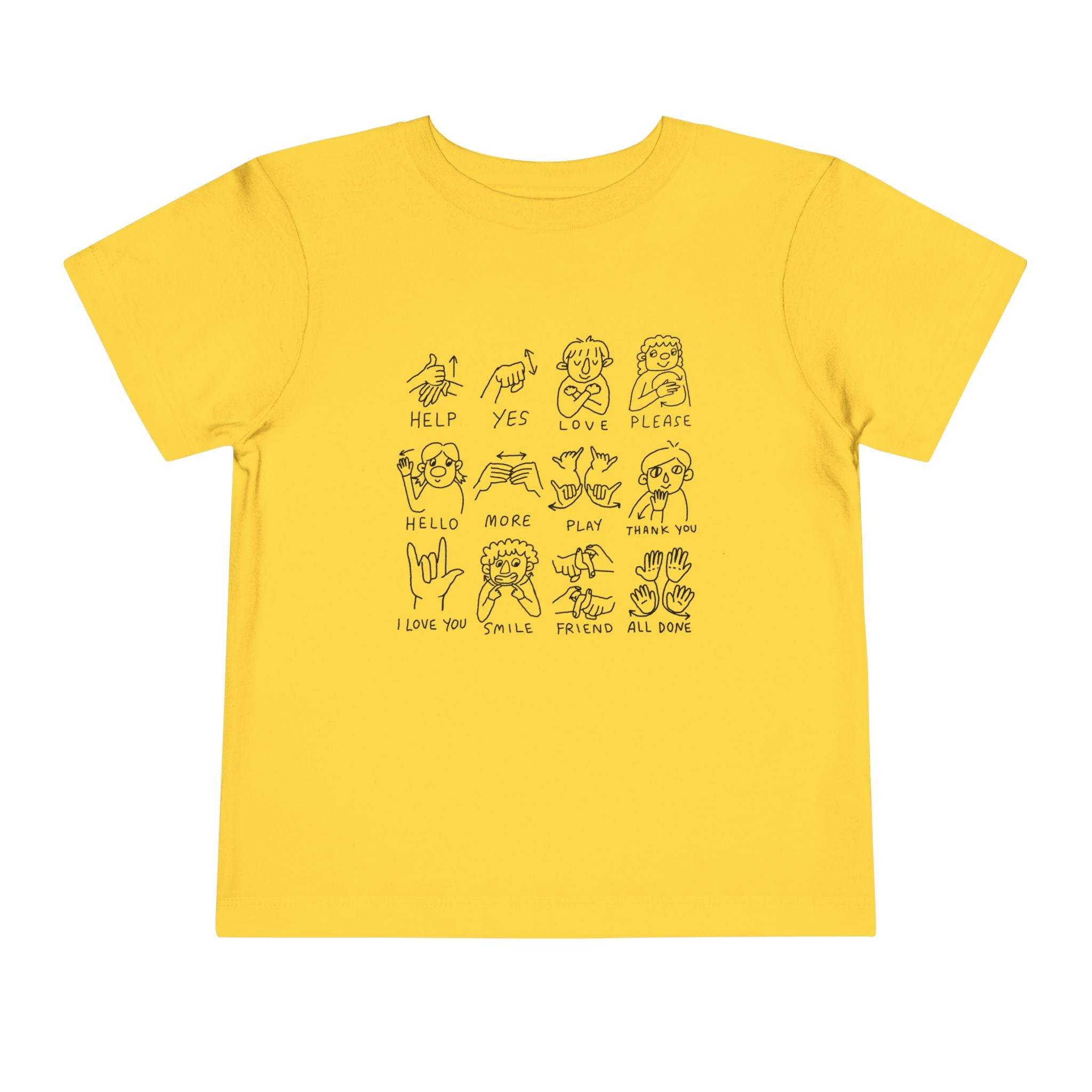 Toddler Tee — Cute Emoji Sign Language Chart Shirt for Kids