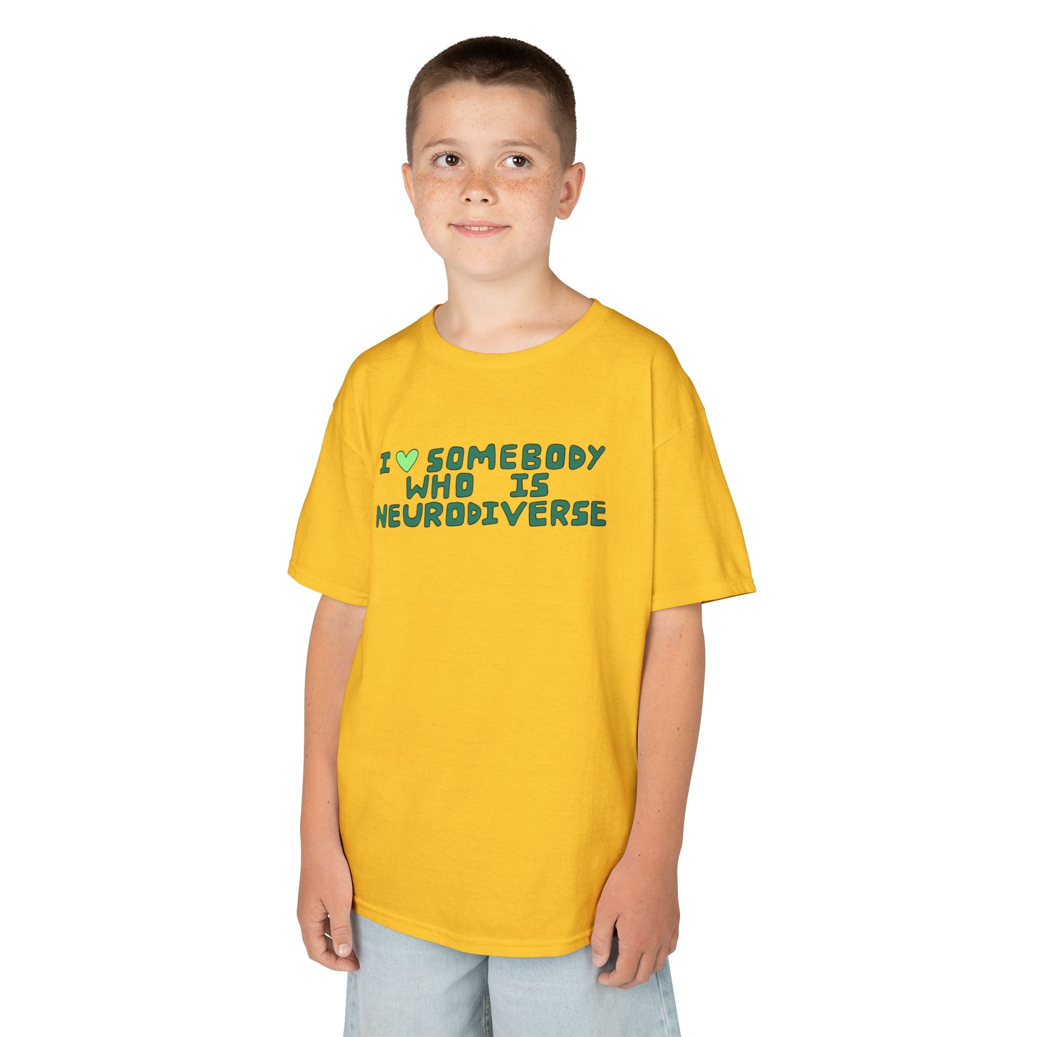 Kids Tee — "I Heart Somebody Who Is Neurodiverse" Children’s Autism Awareness Shirt