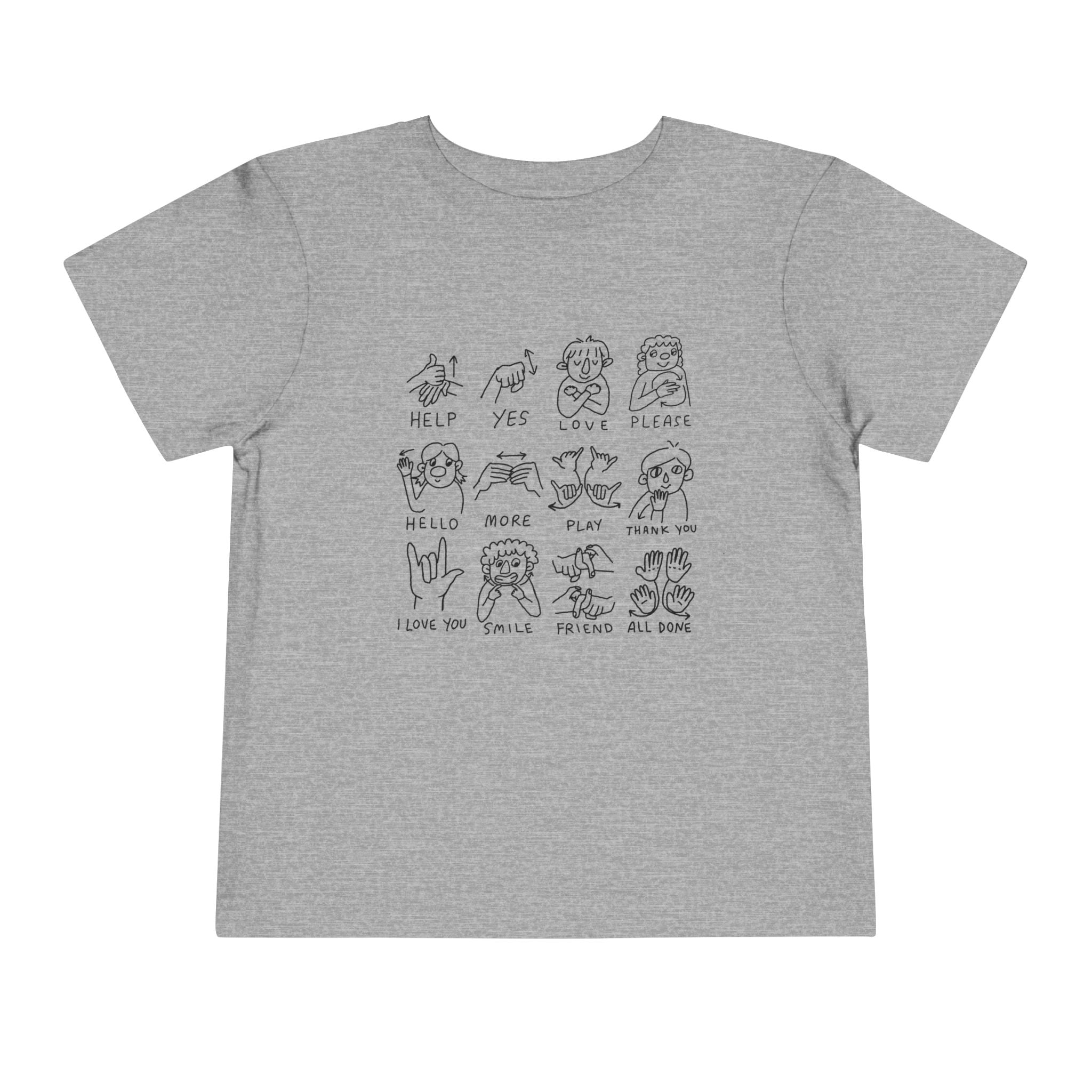 Toddler Tee — Cute Emoji Sign Language Chart Shirt for Kids