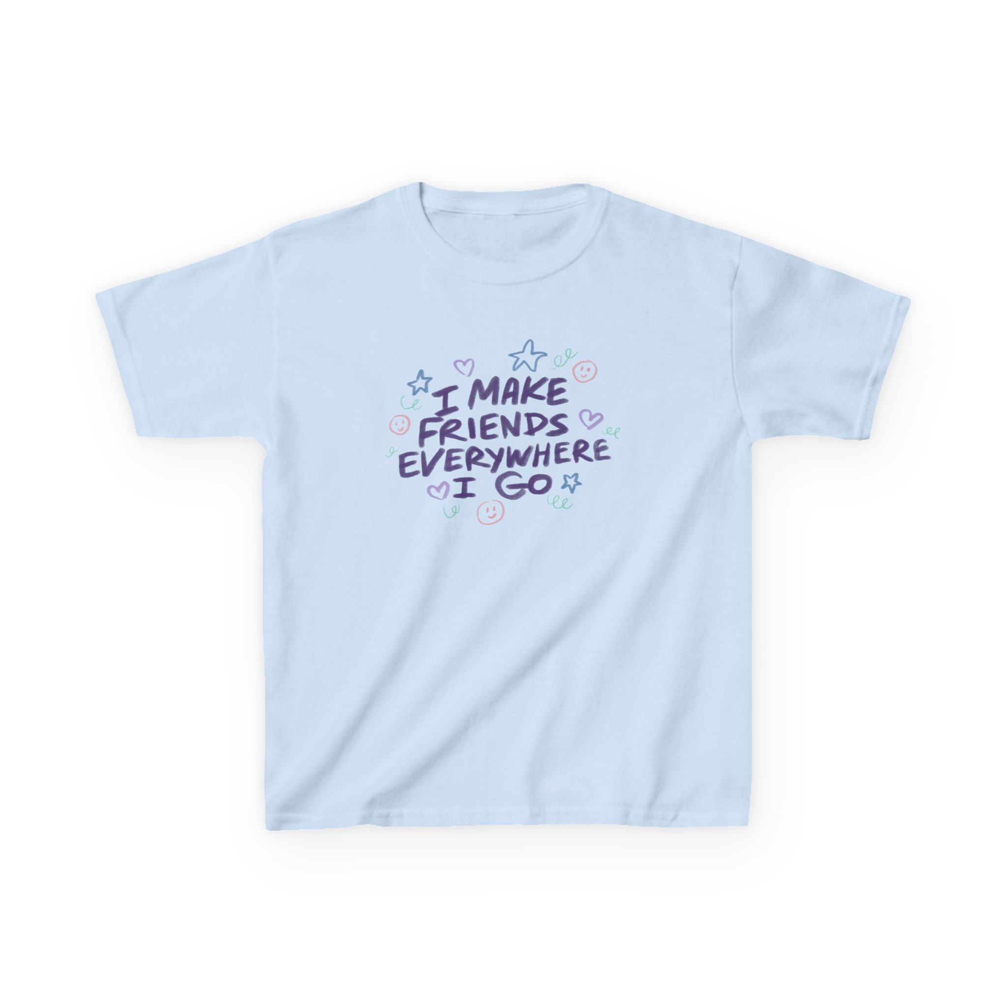 Kids Tee — "I Make Friends Everywhere I Go" Cute Playful Graphic T-Shirt