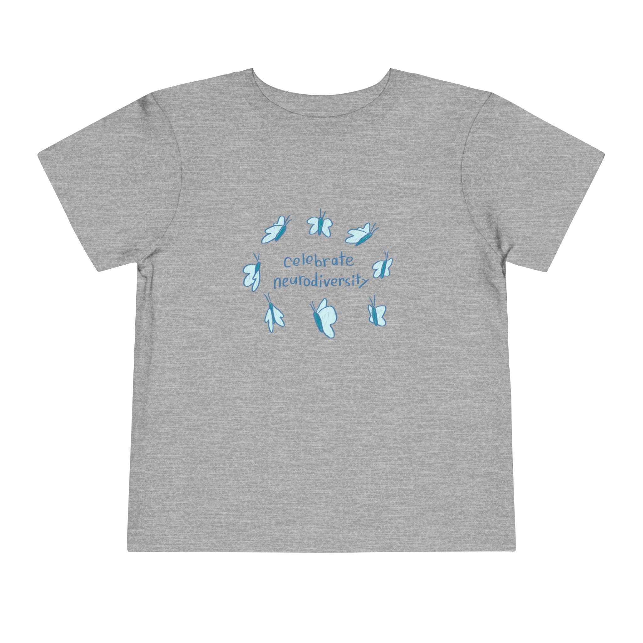 Toddler Tee — "Celebrate Neurodiversity" Blue Butterfly Kids Shirt