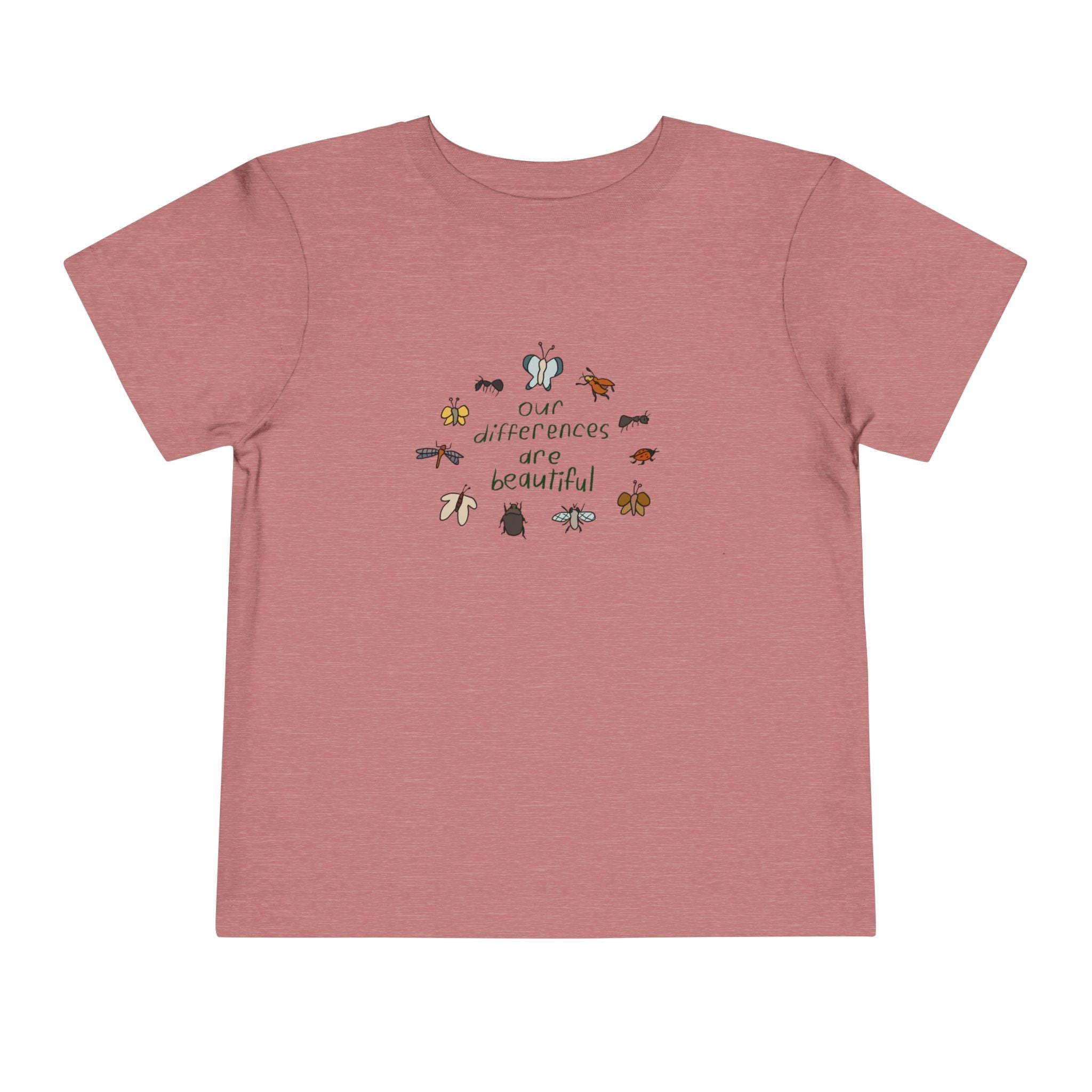 Toddler Tee — “Our Differences Are Beautiful” Bug & Insect Diversity Shirt