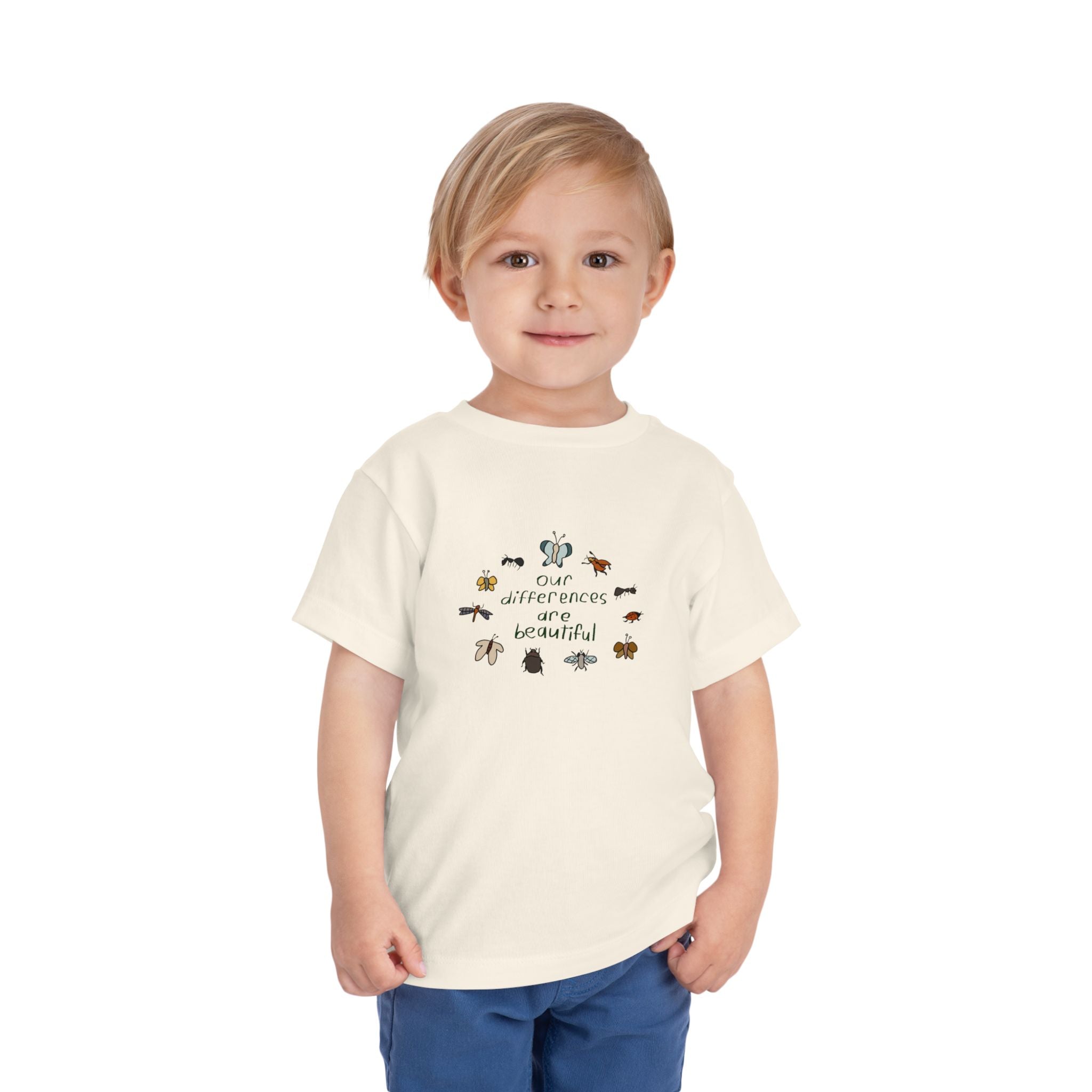 Toddler Tee — “Our Differences Are Beautiful” Bug & Insect Diversity Shirt