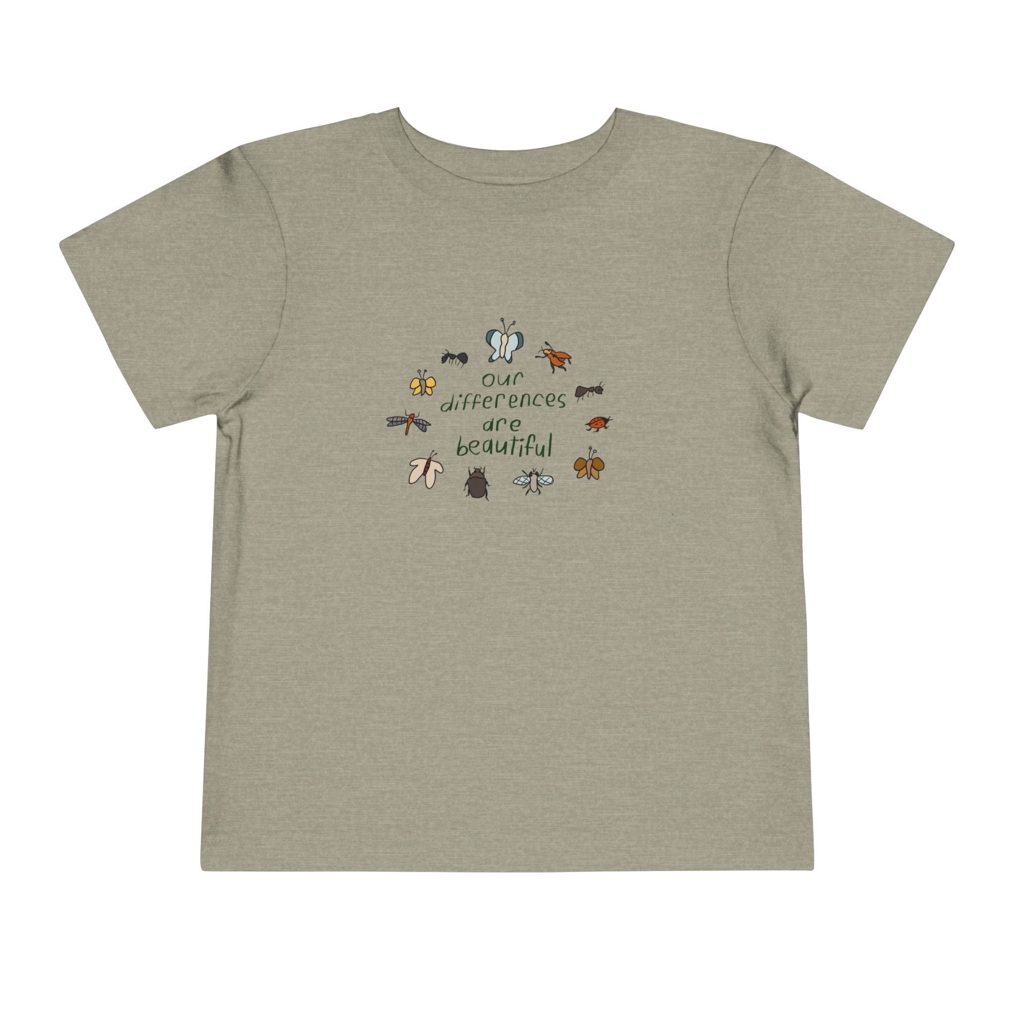 Toddler Tee — “Our Differences Are Beautiful” Bug & Insect Diversity Shirt