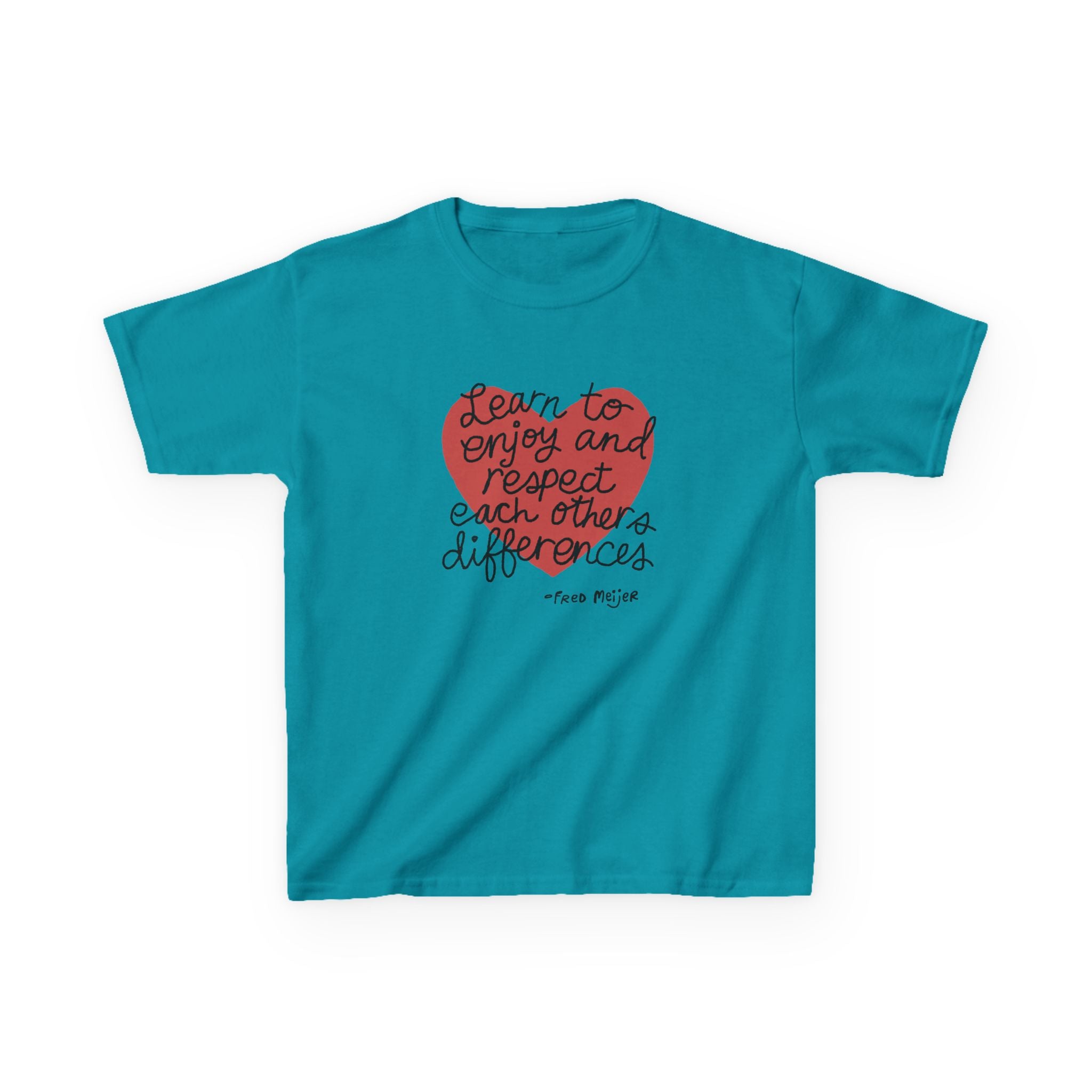 Kids Tee — "Learn to Enjoy and Respect Each Other's Differences" Heart Design