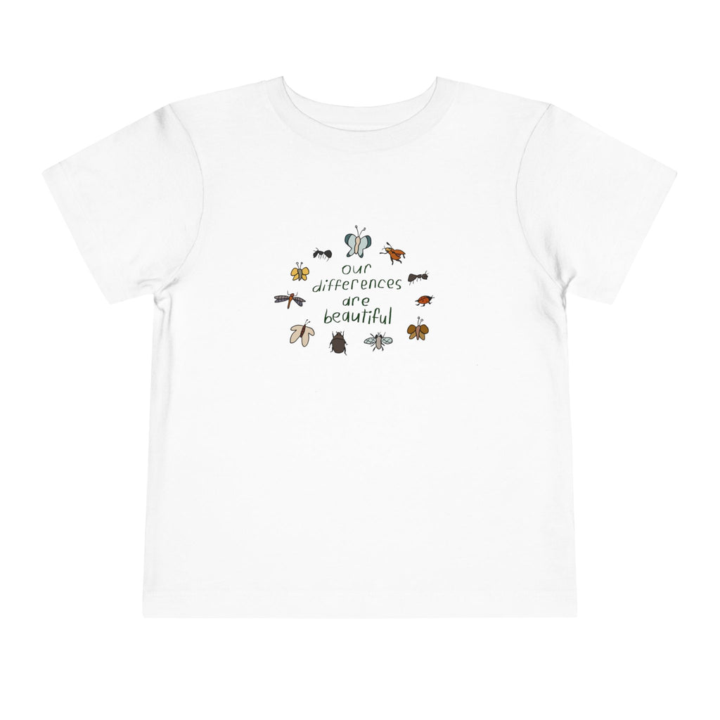 Toddler Tee — “Our Differences Are Beautiful” Bug & Insect Diversity Shirt
