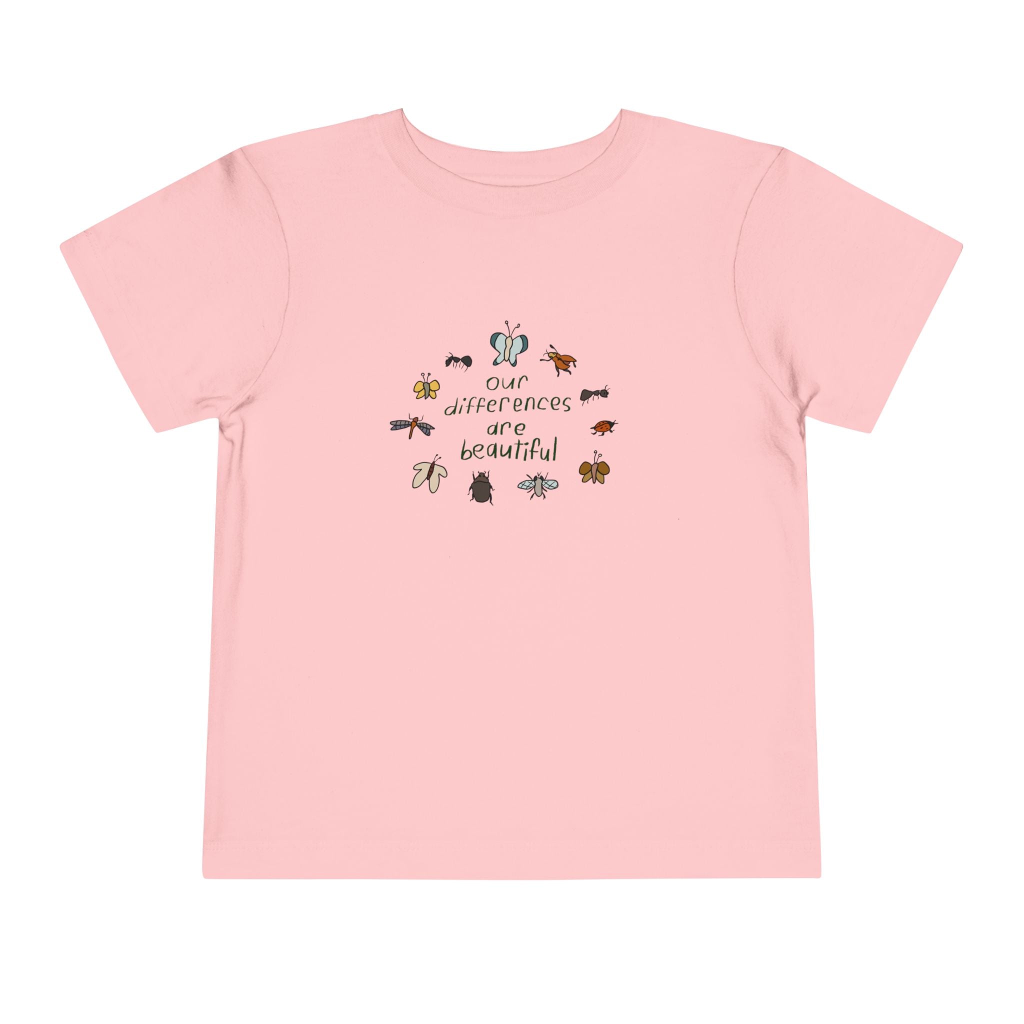 Toddler Tee — “Our Differences Are Beautiful” Bug & Insect Diversity Shirt