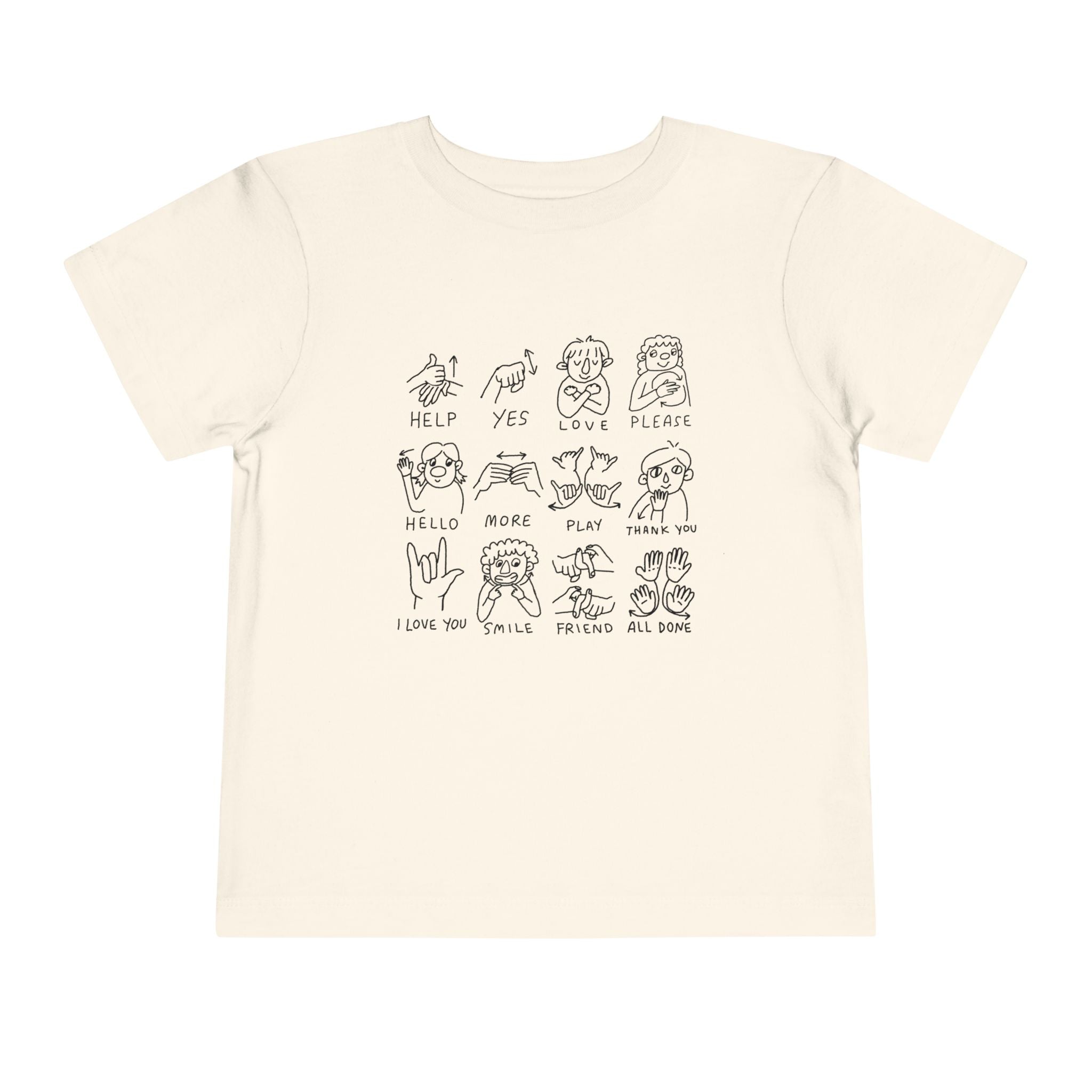 Toddler Tee — Cute Emoji Sign Language Chart Shirt for Kids