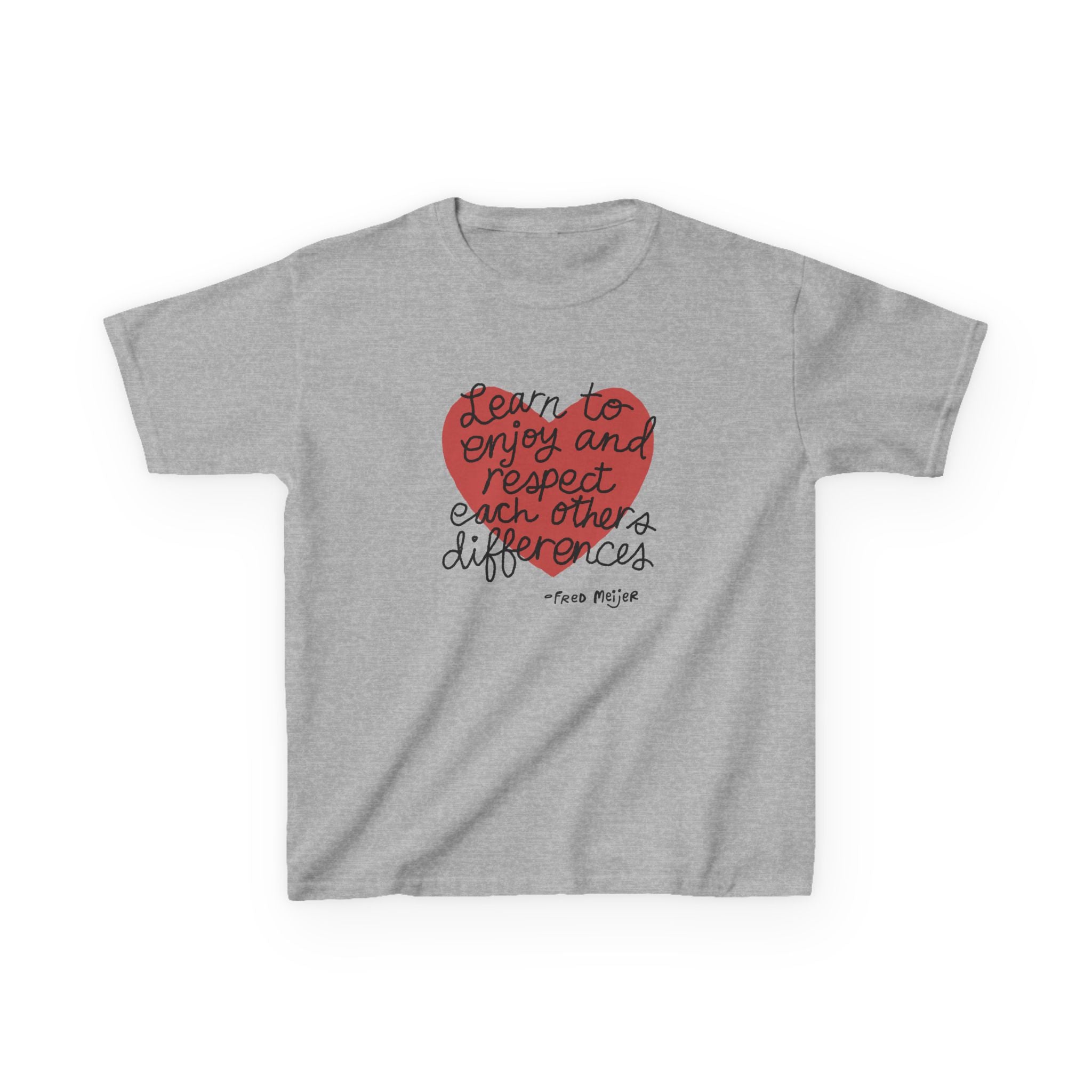 Kids Tee — "Learn to Enjoy and Respect Each Other's Differences" Heart Design