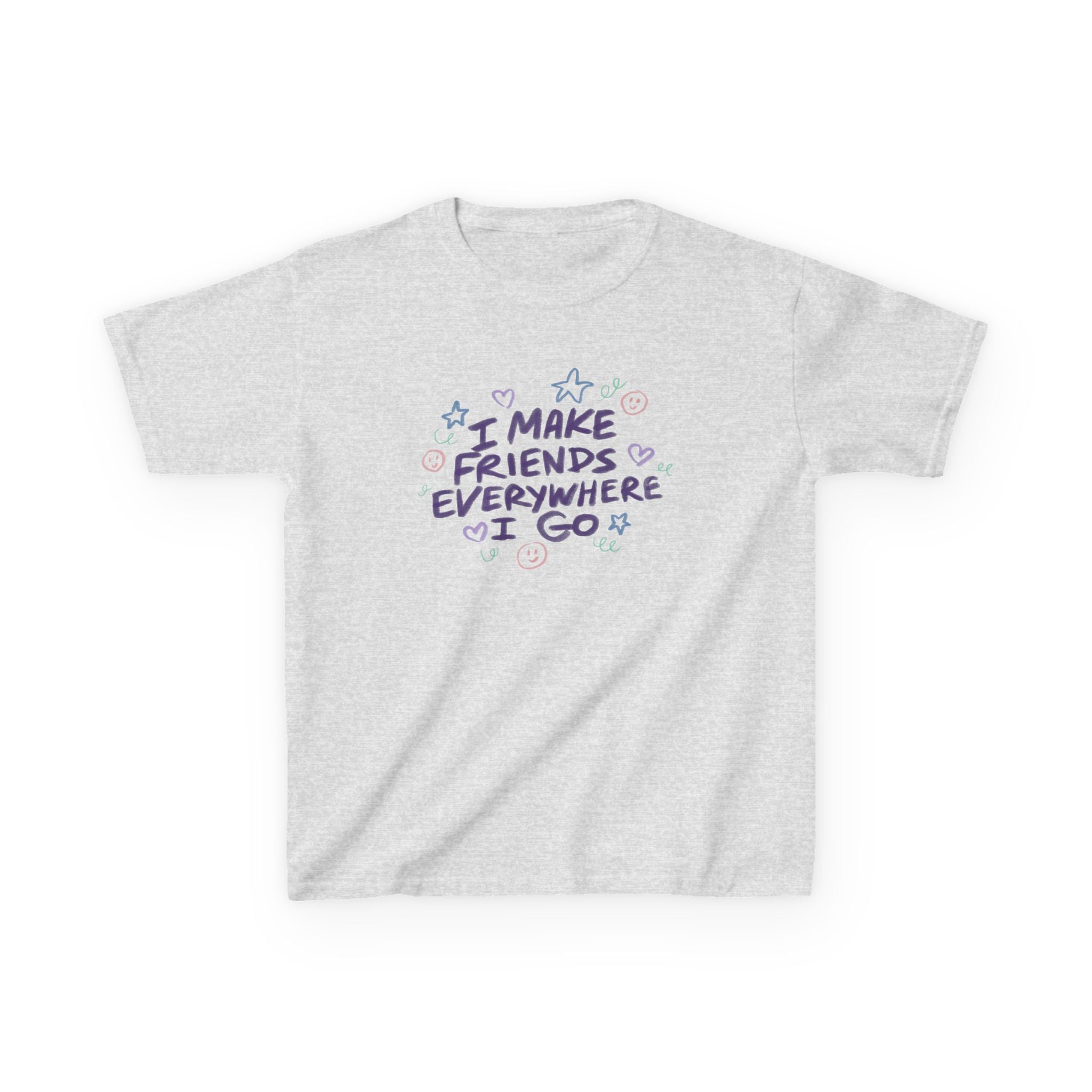 Kids Tee — "I Make Friends Everywhere I Go" Cute Playful Graphic T-Shirt