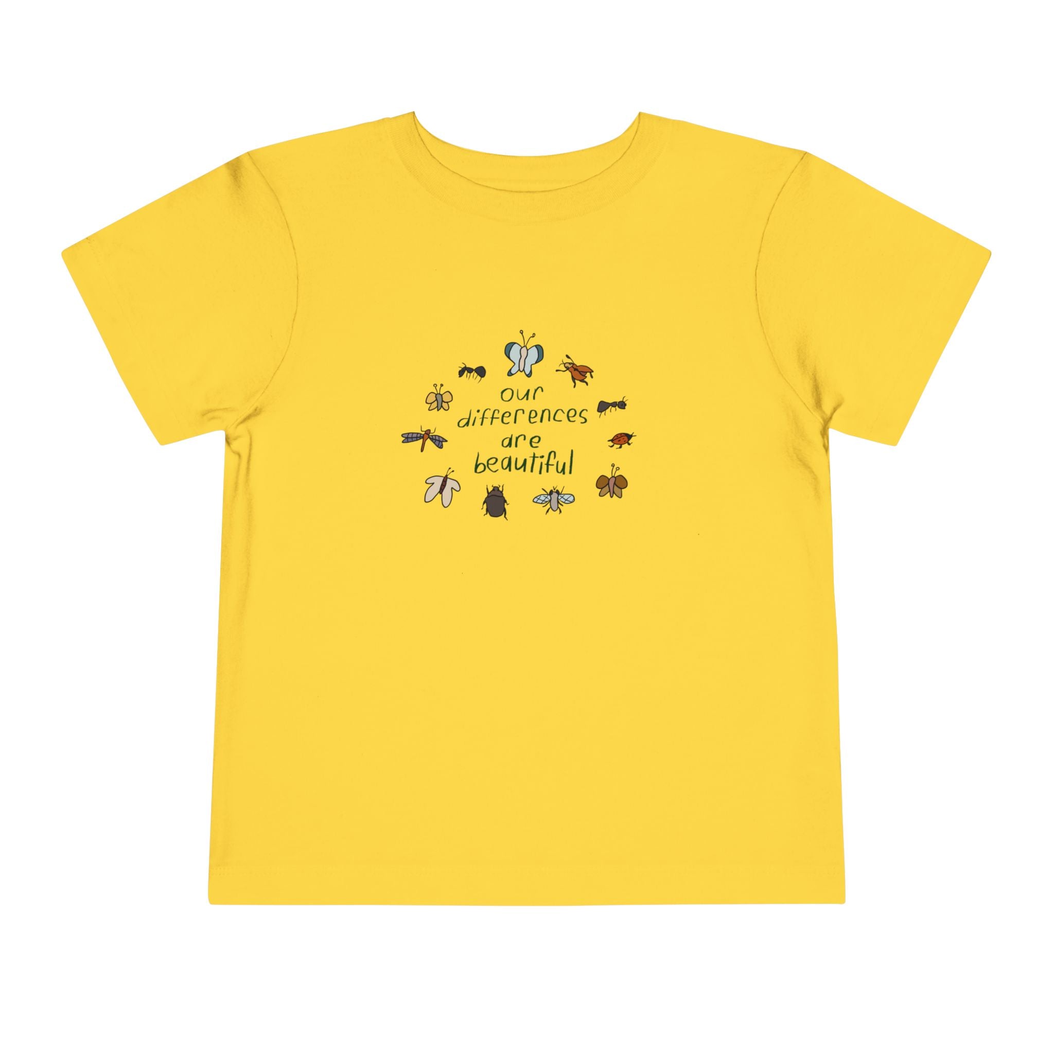 Toddler Tee — “Our Differences Are Beautiful” Bug & Insect Diversity Shirt