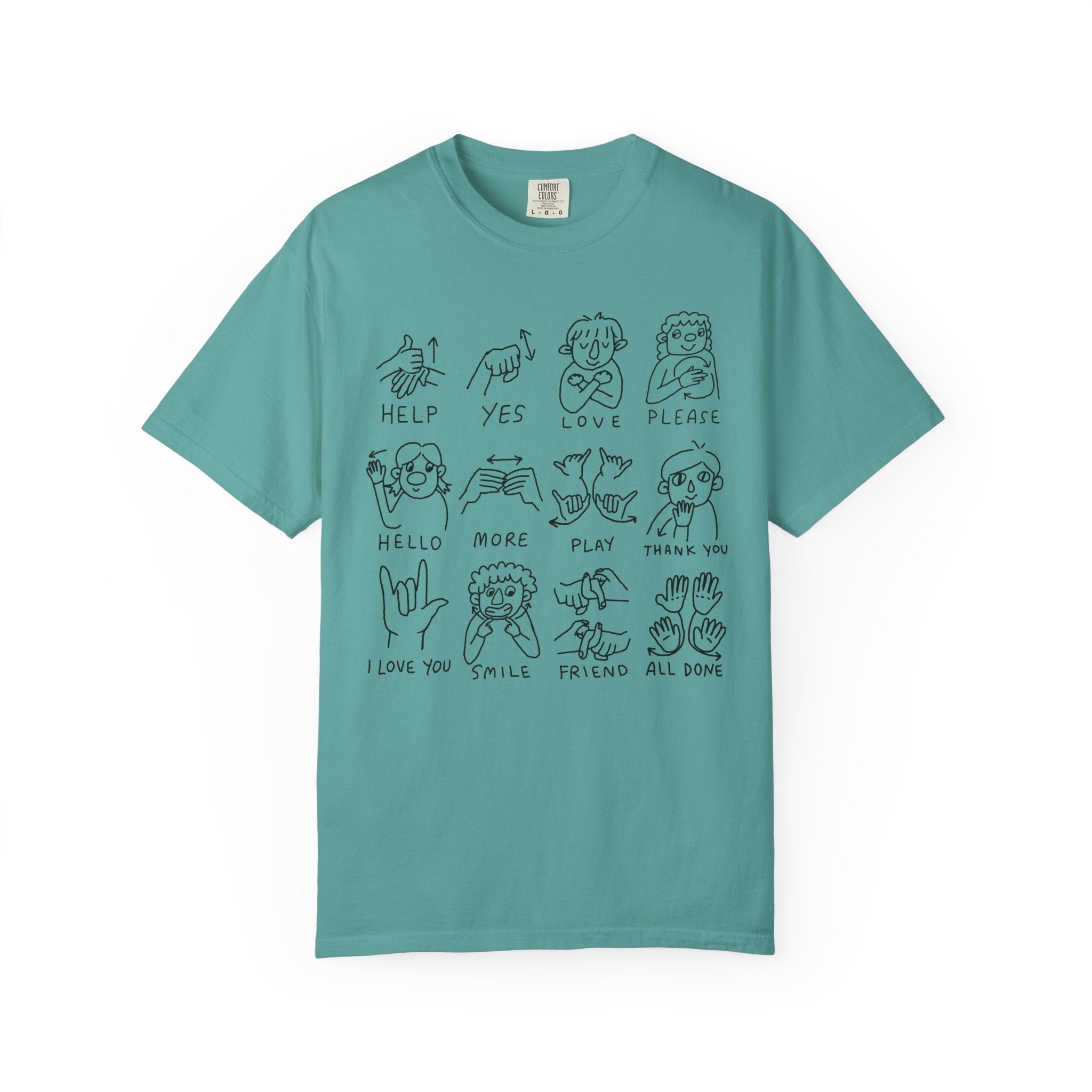 ASL Graphic T-Shirt — Simple Sign Language Icons Tee