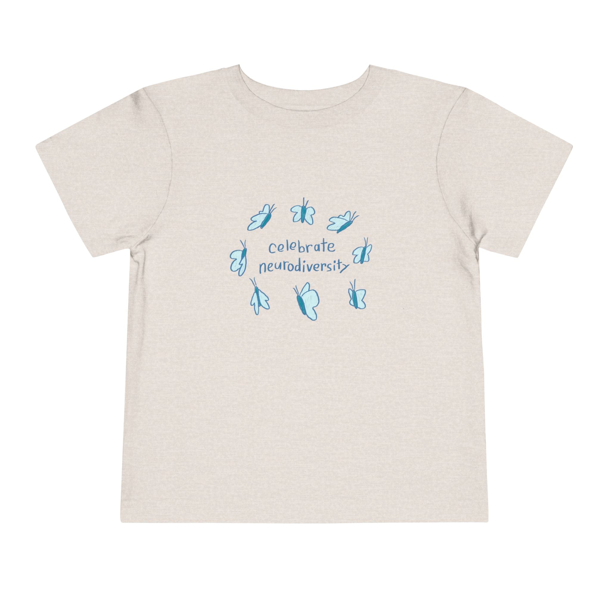 Toddler Tee — "Celebrate Neurodiversity" Blue Butterfly Kids Shirt