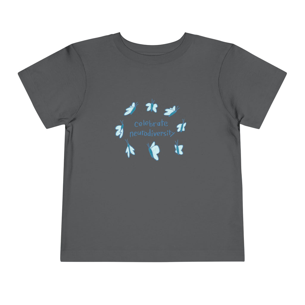 Toddler Tee — "Celebrate Neurodiversity" Blue Butterfly Kids Shirt